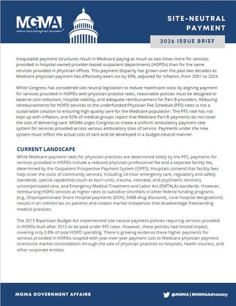 MGMA 2026 Site-Neutral Payment Position Paper