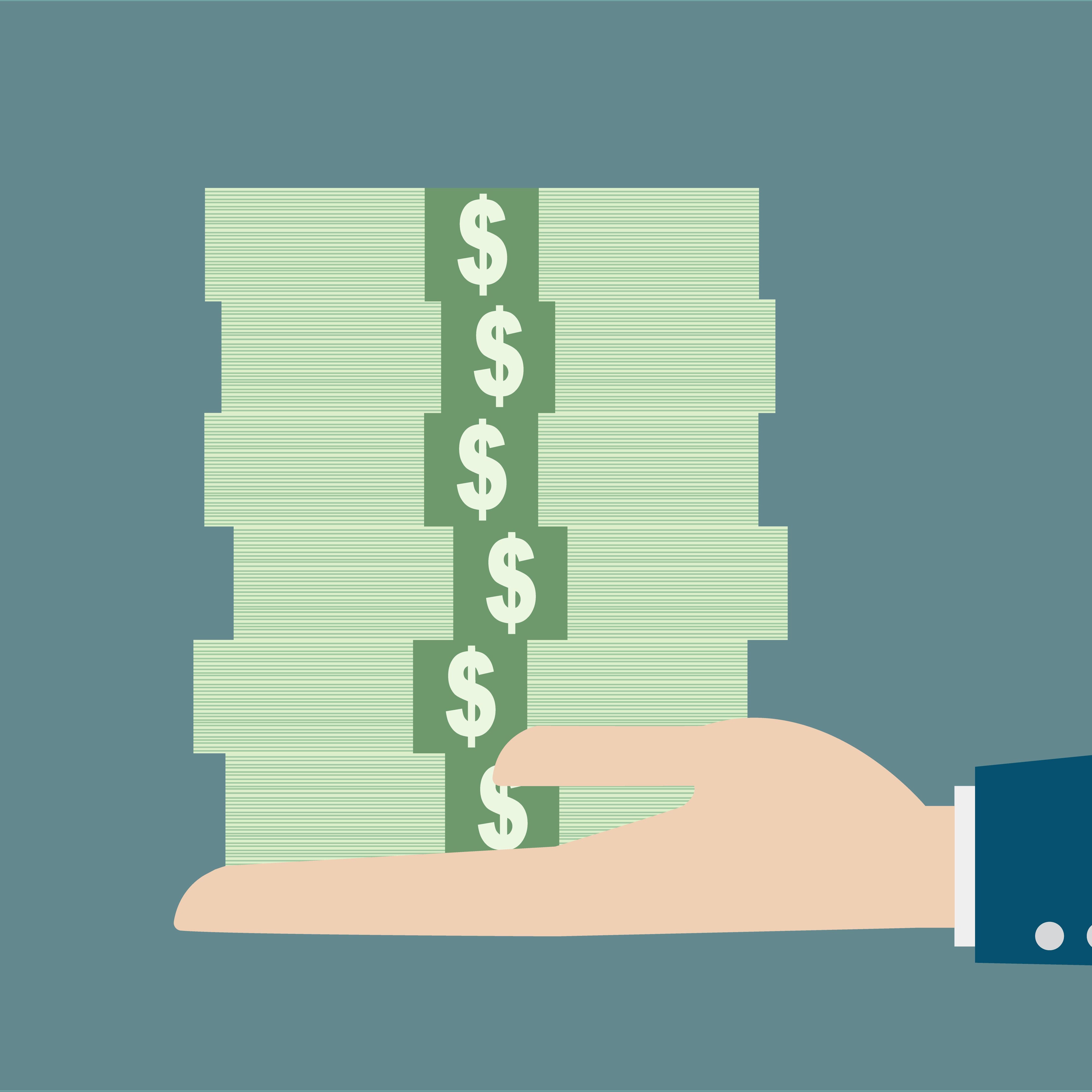 hand offering stack of money